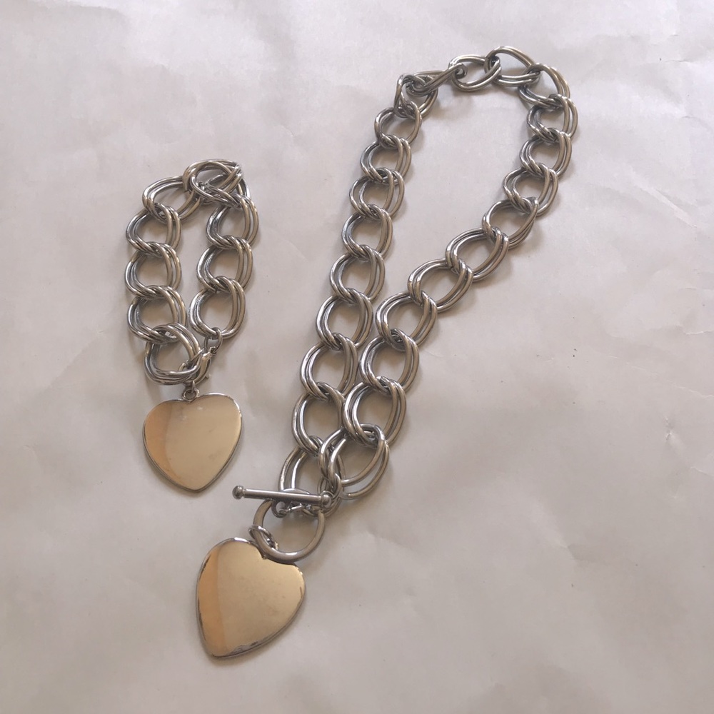 Silver Color Necklace & Bracelet Set